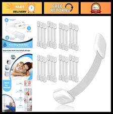 Child Safety Strap Locks - 24 Adhesive Baby Latches for Cabinets, Ovens, Fridges