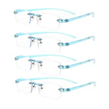 4 Pack Reading Glasses Men Women Rimless TR90 Reader  0.50 4.00 diopter Blue