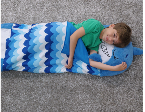 Happy Nappers Cozy Compact Pillow Sleeping Bag Blue Surfy the Shark Kids Fun - Picture 3 of 6