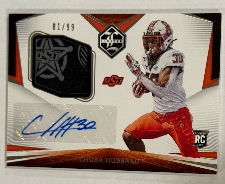 Chuba Hubbard Panini Chronicles Draft Picks Limited Rookie Patch Autograph #LCBH Base