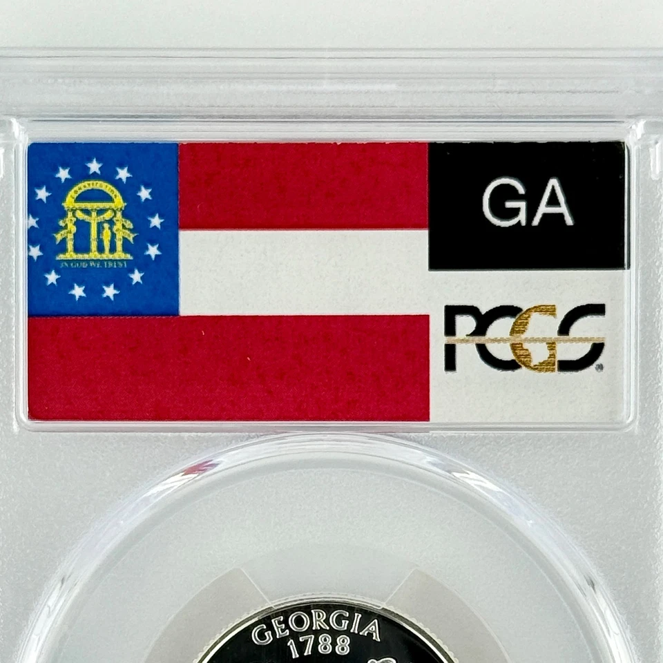 Georgia Silver Quarter PR 70 DCAM PCGS 1999 Best Top Grade 25c GA State Flag - Image 2 of 4