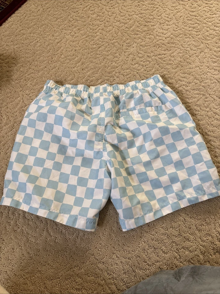 Bañador H&M Hombre Talla Mediana Azul Claro y Blanco A Cuadros Foto 4 de 4