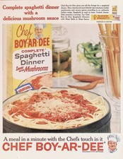Chef Boy-Ar-Dee Completo Espagueti Cena Champiñones Salsa 1961 Anuncio Impreso