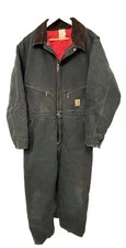VTG Carhartt X01 Coveralls Mens 46 Black Duck Canvas Red Quilted Lined USA Union