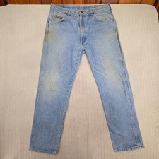 Vintage Wrangler Jeans Mens 34x32 Light Wash Blue Regular Fit Straight Denim