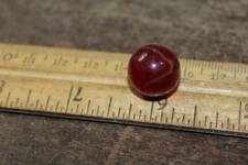 Vintage Glass Marble White Swirls Translucent Red
