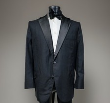 Hand Tailored Ercoles Wool Velvet Collar Black Tuxedo Gala Jacket Men  s 44 R