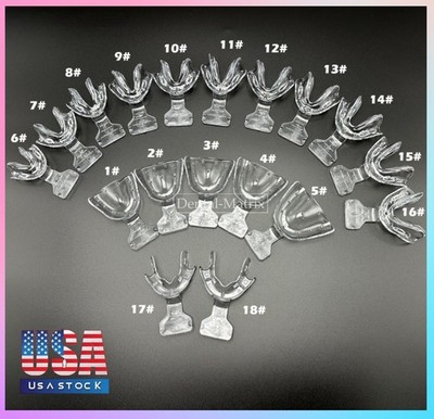Dental Impression Trays Frame Cut Back Edentulous Jaw Full Denture Clear 18pcs