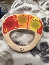 Hape Brand Musical Maracas Wooden Baby Shaker Rattle 4.25  x 4.25  Toddler Play