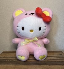 Sanrio Hello Kitty Pink Bear Costume 11.8 Plush Toy Wool Boa Bear - US Seller