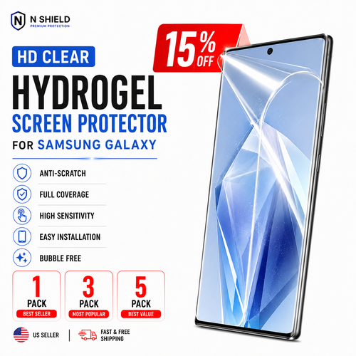 1 3 5 Pack Samsung Galaxy Hydrogel Screen Protector HD Clear S25 S24 S23 S22 S21 - Afbeelding 1 van 14