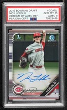 2019 Bowman Draft Chrome Pick Refractor /499 Nick Lodolo PSA 10 GEM MT Auto 3r1