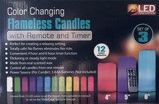 3 Color Changing Flameless Candles Battery With Remote  Timer 12 Colors BNIB