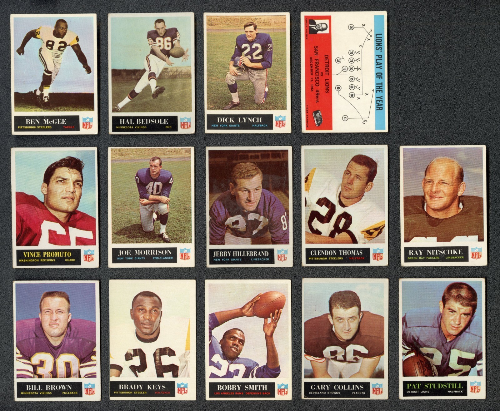 1965 Philadelphia Football Lot of 14 Ray Nitschke Dick Lynch Hal Bedsole