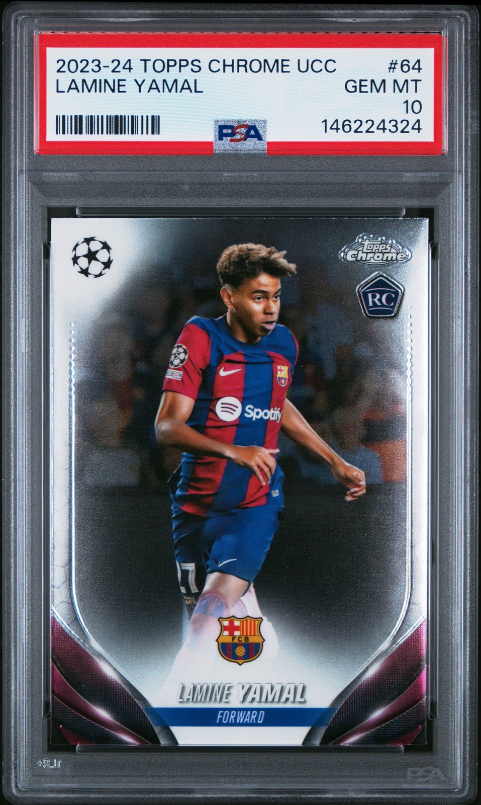 2023-24 Topps Chrome Uefa Club Competitions #64 Lamine Yamal PSA 10