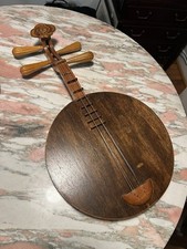 Antique Chinese Ruan Moon Guitar. Wood Yue Qin Gekkin Lute Banjo. OLD and RARE