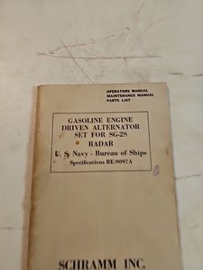 VINTAGE 1943 WWII Gasoline Engine Driven Alternator Set For SG-2S Radar Manual