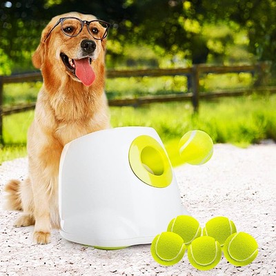 Automatic Dog Ball Launcher Rubber Medium Large Dogs Rechargeable Fetch Toy