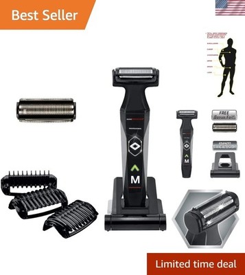 Versatile Wet/Dry Body Groomer with 3 Combs & Flexing Head   Bonus Foil Included