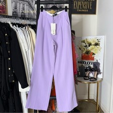 Pantalone sartoriale Zara lilla lavanda viola vita alta gamba larga donna XS nuovo