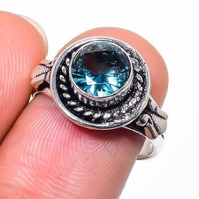 London Blue Topaz Gemstone Handmade 925 Sterling Silver All Size Ring For Gift