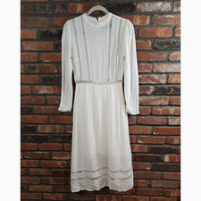Reformation Natalia Long Sleeve Ivory Midi Dress Cottagecore Prairie Women's 8