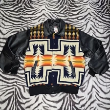 Justin Kraff wool leather bomber jacket Harding Navy mens XL snaps  new with tag