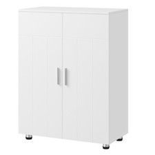 Badezimmerschrank Badschrank Kommode mit 3 Ablagen 2 Türen Freistehend MDF Weiß