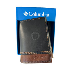 Columbia Mens Bifold Wallet Black Brown Leather Passcase New in Box 31CP110038