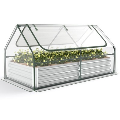 Topbuy 6FT x 3FT x 3FT Galvanized Raised Garden Bed with Greenhouse Bottomless