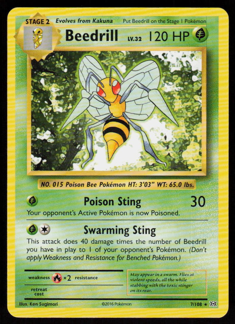 Beedrill 7/108 Rare Evolutions Pokemon Lightly Played