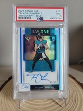 2021 Panini One Trevor Lawrence Day One Rookie Auto Blue #/25 Psa 9