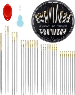 FIVEIZERO 30-Count Premium Hand Sewing Needles, 6 Sizes Embroidery Black 