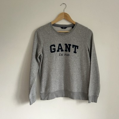 Gant Jumper Small Womens Grey Crew Neck Sweatshirt Pullover Printed Logo