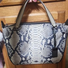 Coach Madison Smythe Gray Snake Python Leather Satchel Shoulder Bag 32682
