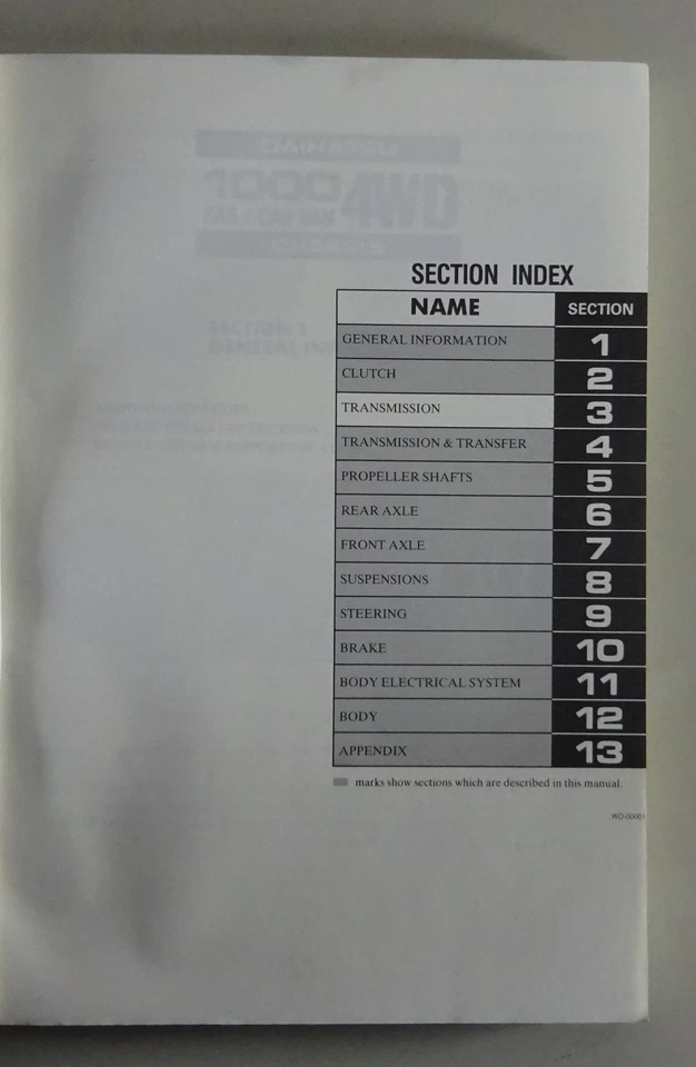 Manual De Taller | Chasis Daihatsu 1000 CAB / VAN 4WD Estado 9/1984 - Imagen 2 de 3
