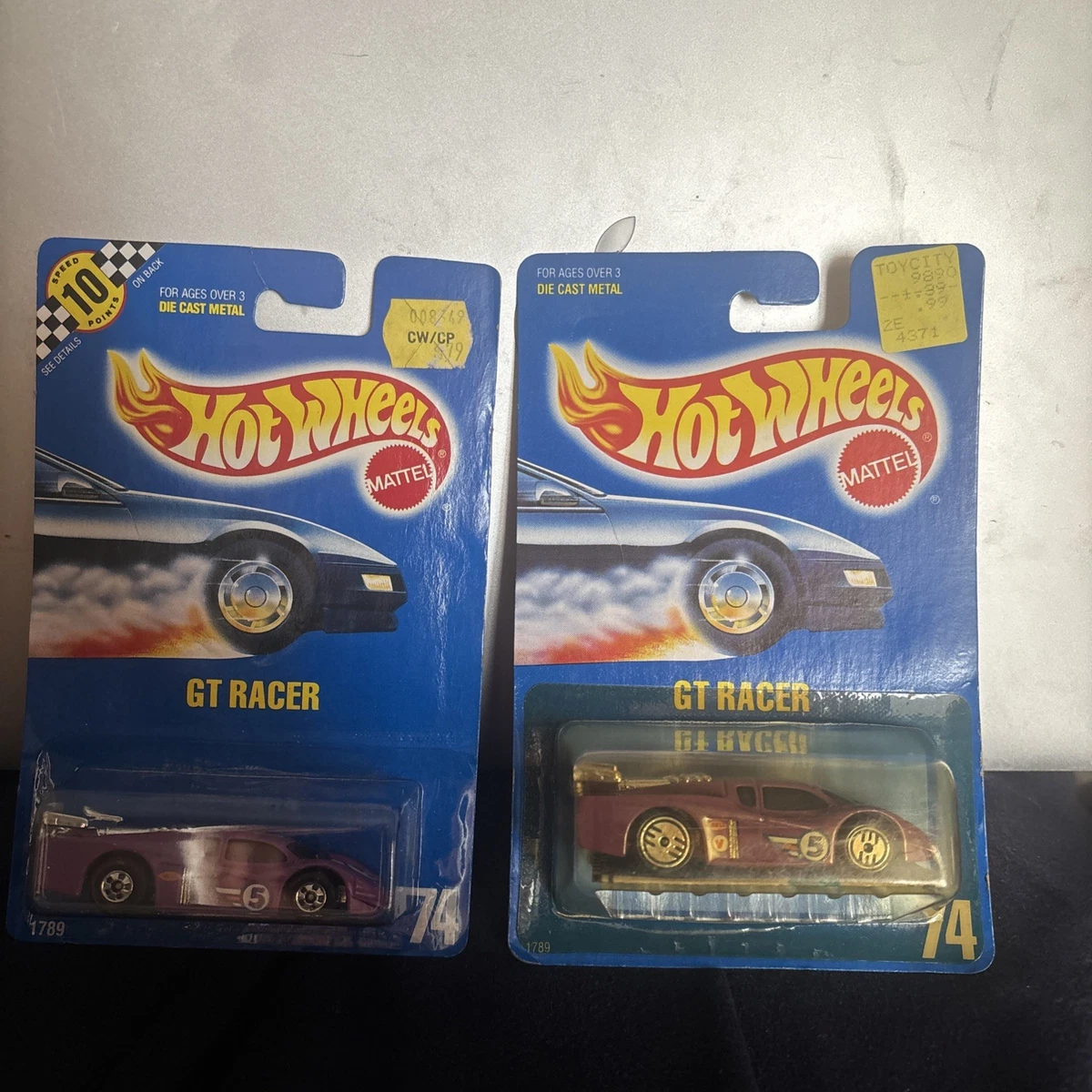 ULTRA RARE!! #74 GT RACER HOT WHEELS NO V TAMPO! WITH 1989 SPEED