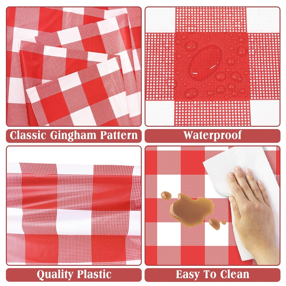 2 Pack Red Gingham Tablecloth, 54 x 108 Inches Red and White Checkered Tablec... - Image 3 of 4