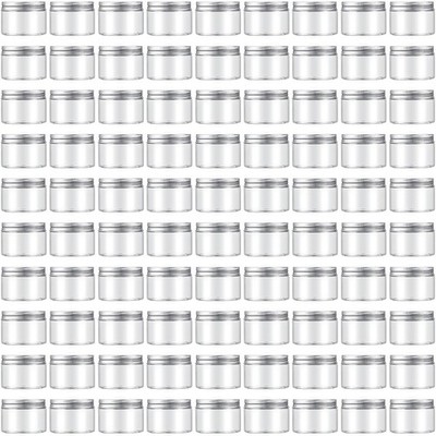 Dandat 80 Pcs 4 oz Clear Plastic Jars with Screw Lids Small, Silver