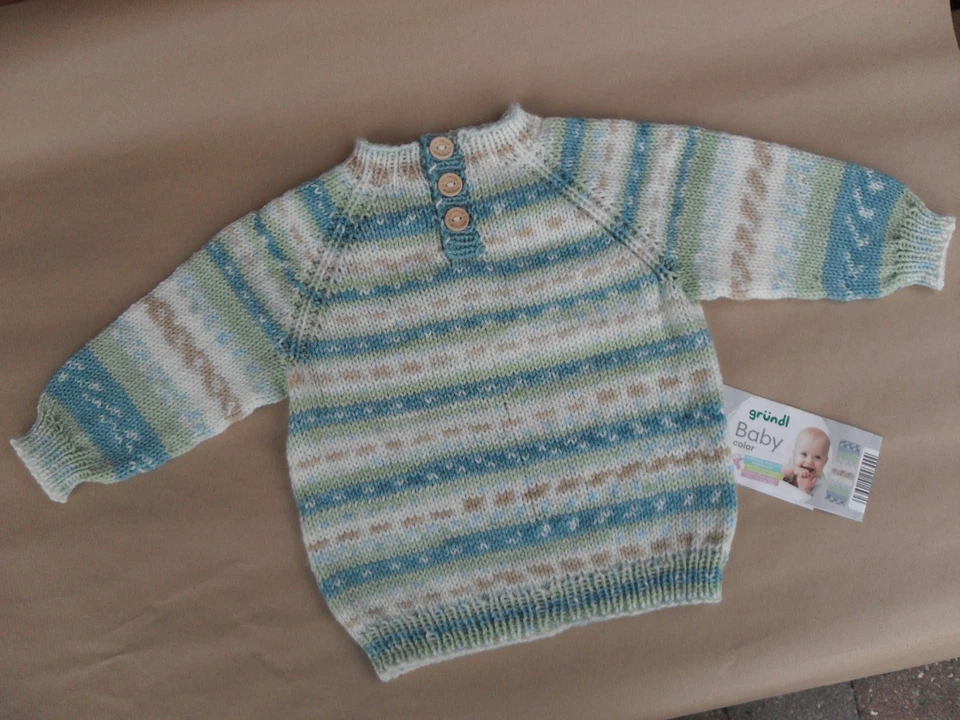 Kinderpullover, handgestrickt, ca. Gr. 80, Gründl Babywolle - Bild 3 von 4