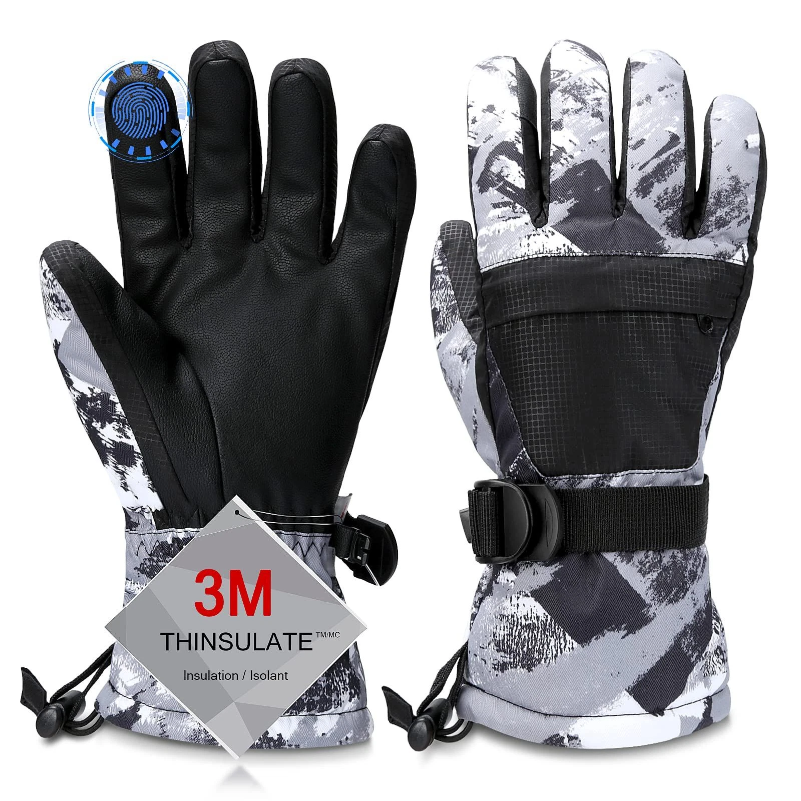 Odtmger Ski Gloves, Warmest M(Fit Kids11-15 Years and Women size S-M), Grey
