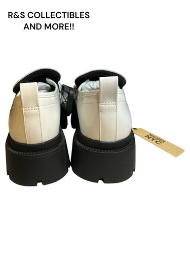 WOMEN’S PLATFORM LOAFERS SHOES SIZE 7 SLIP-ON WHITE & BLACK, FOAM INSOLE - Imagen 5 de 8