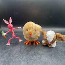 Set Of 3 Vintage Easter Toys - Wind Up Chick Works 