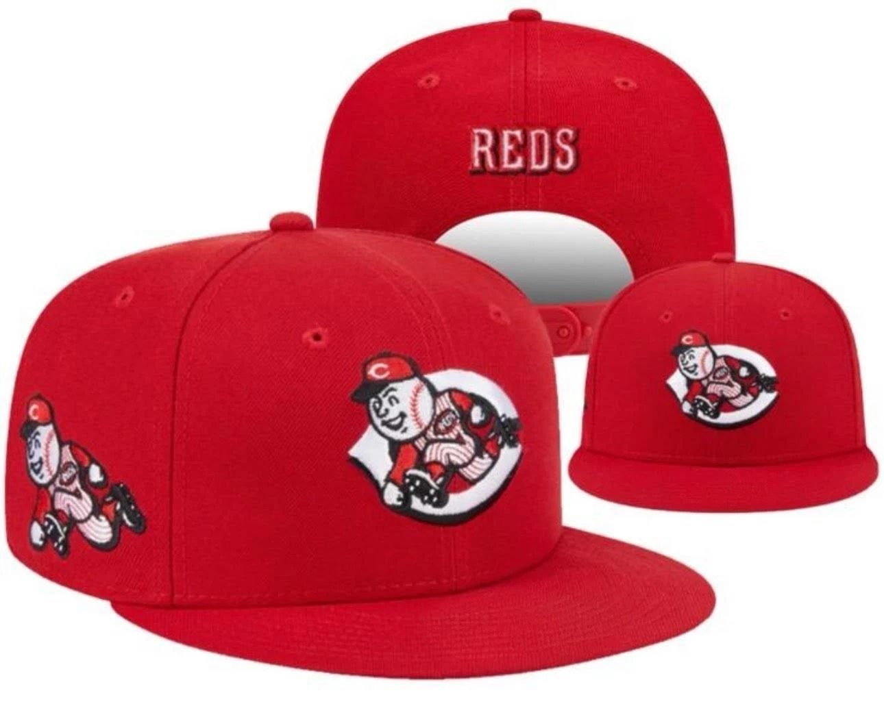 Cincinnati Reds Red Snapback Hat Flat Bill Adjustable Cap OSFM