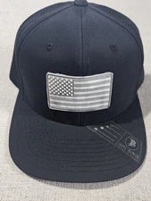 Branded Bills Elite Series Hat Black American Flag Patch Water Resistant Perform