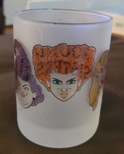 Hocus Pocus Gather Round Sisters Frosted Glass Candle Holder