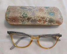 50s Vintage Cat Eye Glasses FRAMES Silver Ornate Browline Filigree U/Z 5  USA