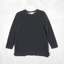 Pure J. Jill Black Textured Sweatshirt M Cotton Pullover Tunic Sweater Pockets