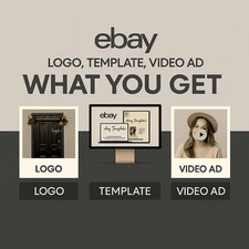 eBay Storefront HTML listing template 2025 design, LOGO Branding with Video ads