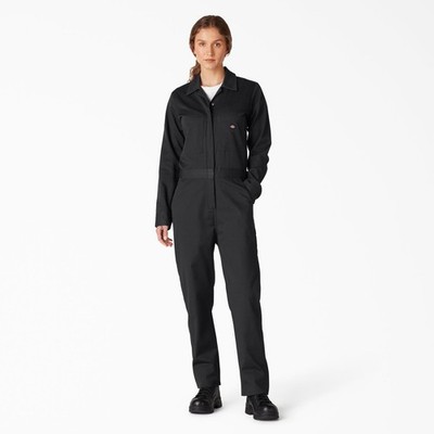 dickies Small womens black twill cotton long sleeves coveralls  jumpsuit FV483BK
